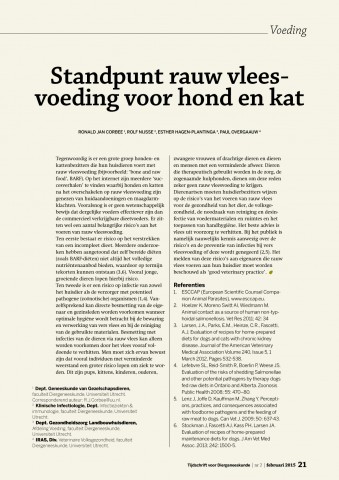 Standpunt rauw vleesvoeding voor hond en kat.