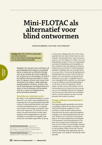 Mini-FLOTAC als alternatief voor blind ontwormen.